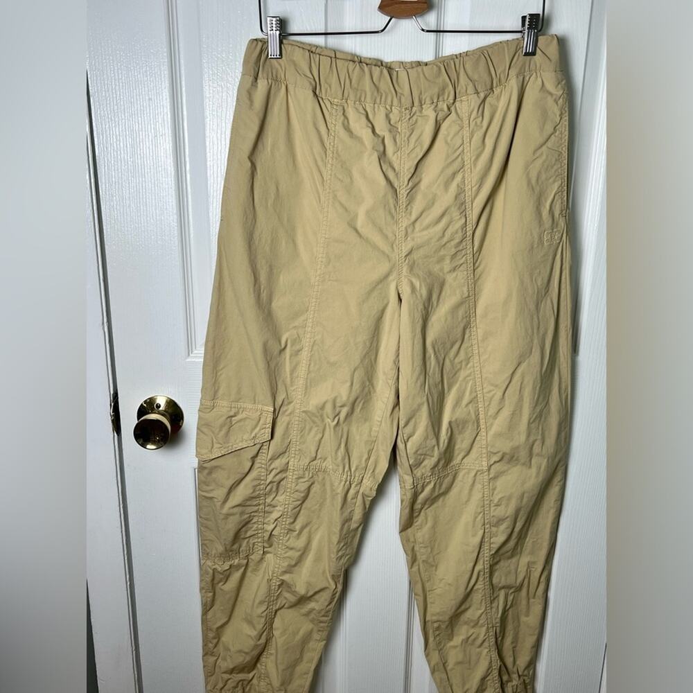 GANNI Womens Straight Leg Organic Cotton Cargo Beige Pull On Trousers L - Picture 9 of 12